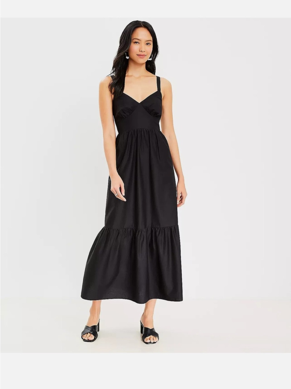LOFT Black Open Back Maxi Dress